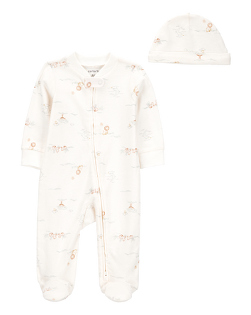 Baby 2-Piece 2-Way Zip Sleep & Play & Cap Set, 
