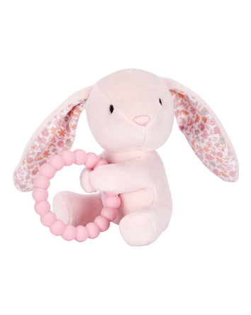 Baby Bunny Plush With Teether - Pink, 