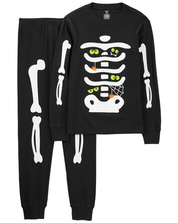 Adult 2-Piece Glow Skeleton 100% Snug Fit Cotton Pajamas, 