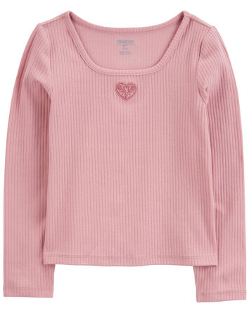 Kid Embroidered Ribbed Knit Top, 
