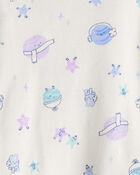 Toddler Girl Space Star Print 100% Cotton Long-Sleeve Snug Fit 4-Piece Pajamas - White/Purple, image 3 of 4 slides