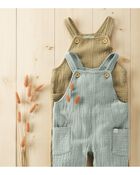 Baby Organic Cotton Textured Gauze Overalls in Sage Pond, image 5 of 6 slides