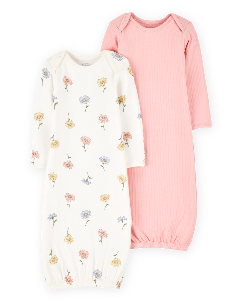 Baby Girl 2-Pack PurelySoft Sleeper Gowns - Pink, image 1 of 7 slides