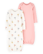 Baby Girl 2-Pack PurelySoft Sleeper Gowns - Pink, image 1 of 7 slides