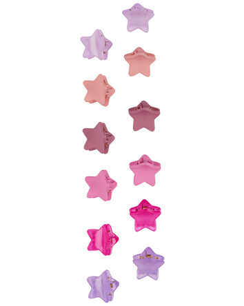 12-Pack Mini Star Hair Clips in Pink & Purple, 