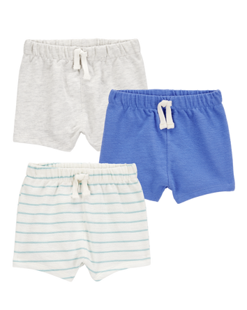 Baby 3-Pack Pull-On Slub Jersey Shorts, 