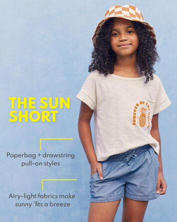 Kid Chambray Pull-On Sun Shorts, 