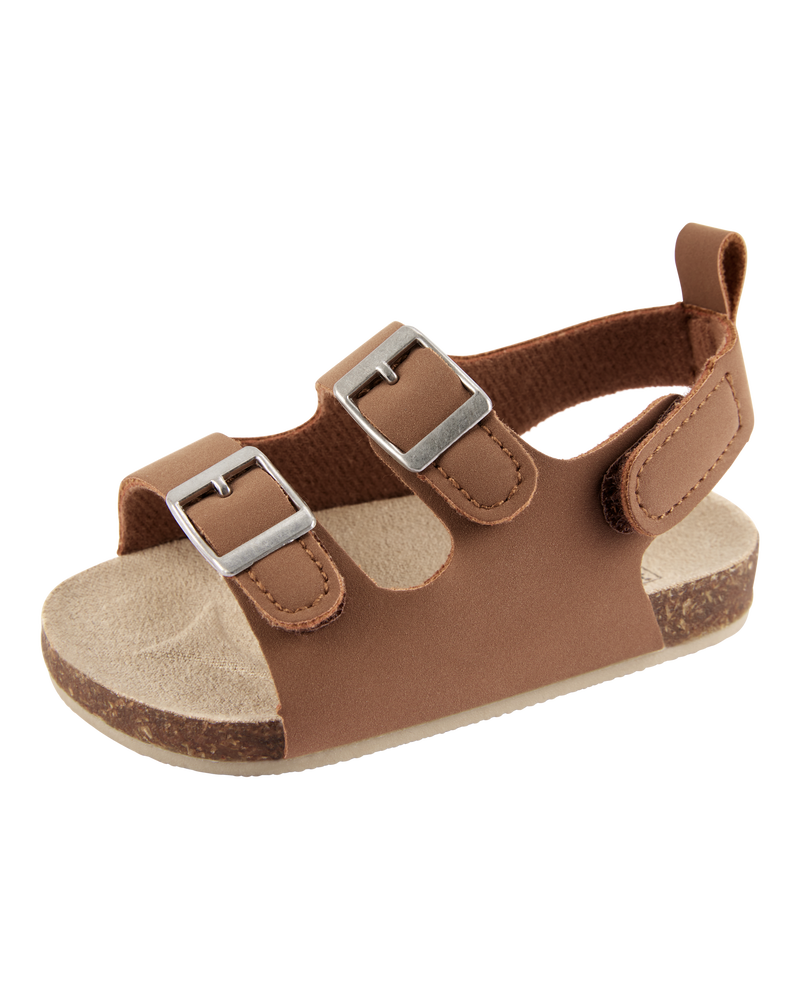Baby Buckle Faux Cork Sandals - Brown, image 6 of 7 slides