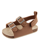 Baby Buckle Faux Cork Sandals - Brown, image 6 of 7 slides