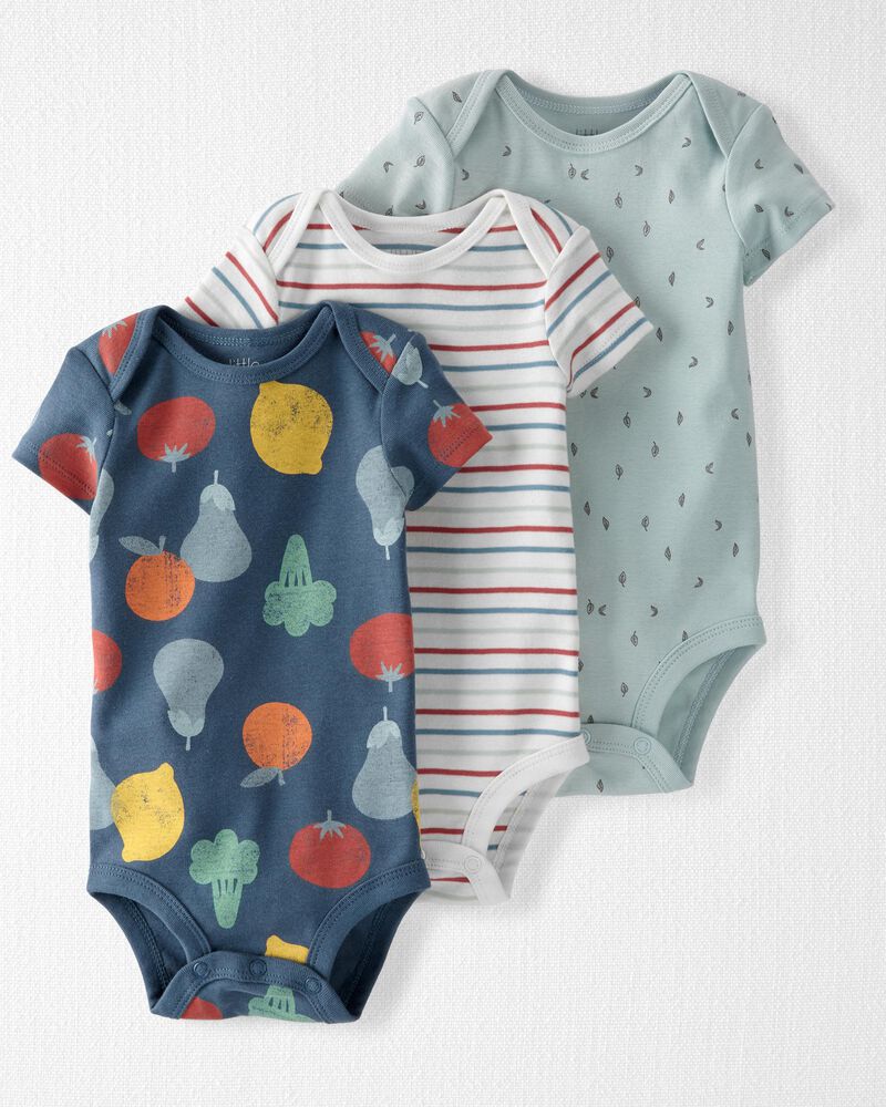 Baby 3-Pack Organic Cotton Rib Bodysuits, image 1 of 6 slides