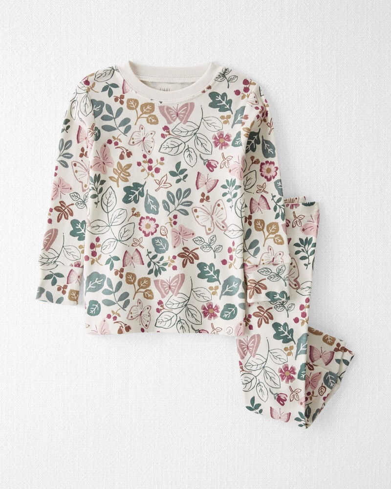 Baby Organic Cotton Pajamas Set in Botanical Butterflies, image 1 of 4 slides
