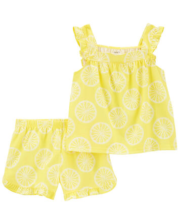 Kid 2-Piece Lemon Loose Fit Pajama Set, 