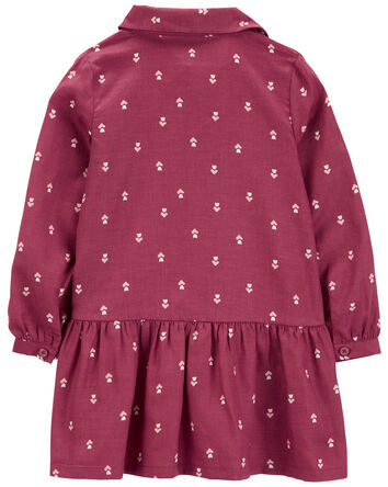 Toddler Long-Sleeve Shirt Peplum Dress, 