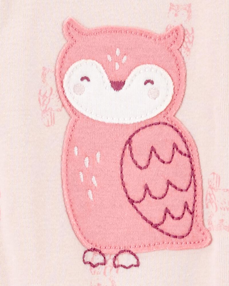 Toddler Girl 1-Piece Owl Print 100% Snug Fit Cotton Footie Pajamas, image 2 of 4 slides