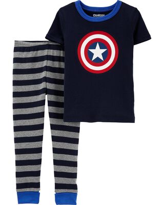 Blue Toddler 2-Piece Captain America 100% Snug Fit Cotton Pajamas ...