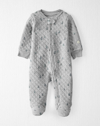 Baby Organic Cotton Quilted Holiday Tree Print Sleep & Play Pajamas, 