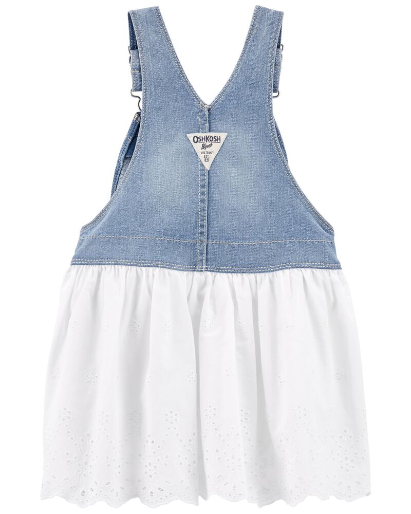 Toddler Denim Eyelet Jumper Dress, image 3 of 5 slides