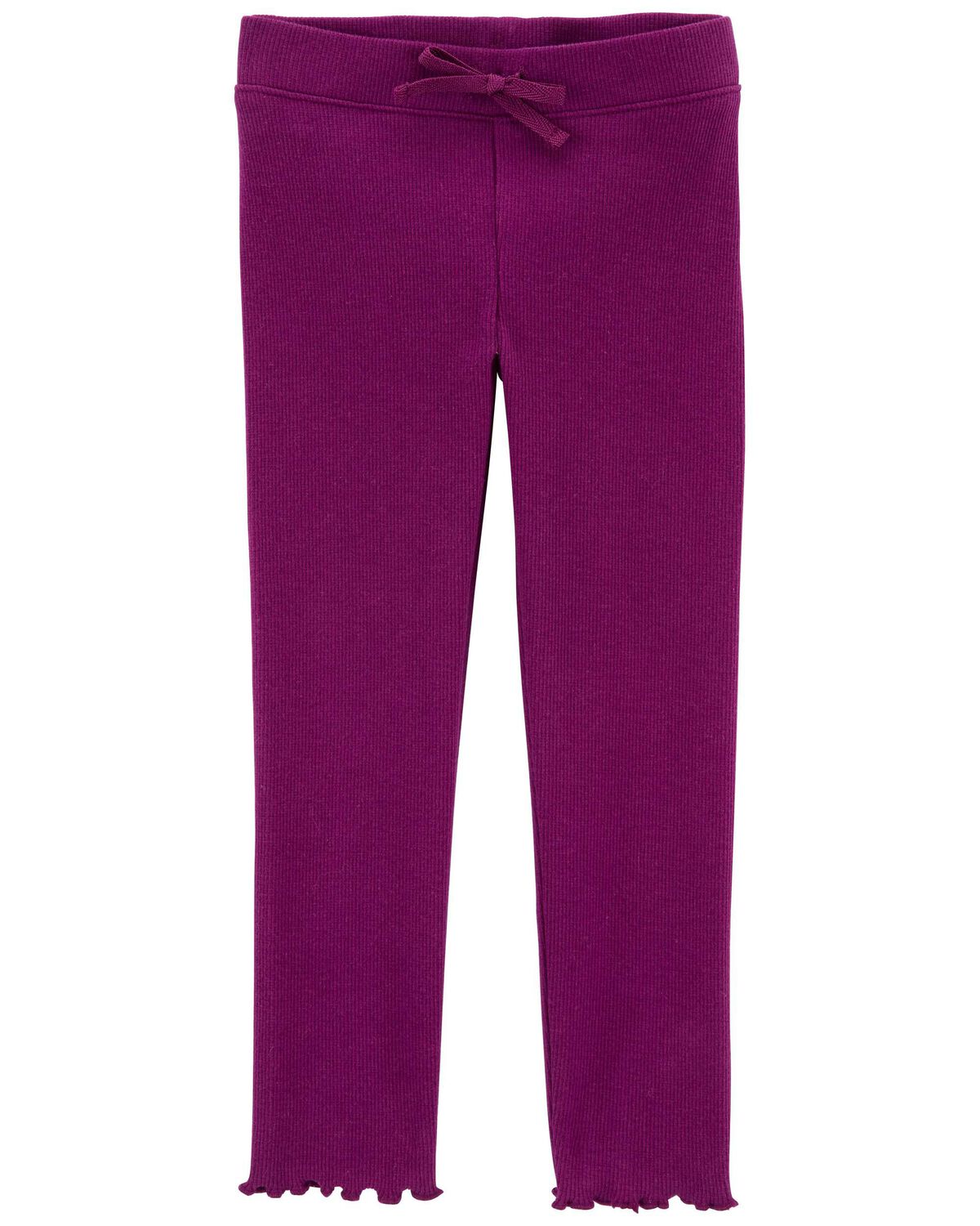 Maroon Baby Lettuce Hem Rib Leggings