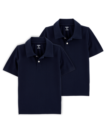 Kid 2-Pack Pique Uniform Polo Shirts - Navy, 