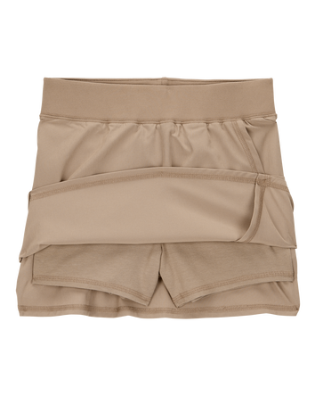 Kid Poplin Stretch Uniform Skort - Khaki, 