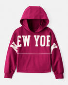 Girls New York Cotton Long-Sleeve Hoodie - Red, image 1 of 4 slides