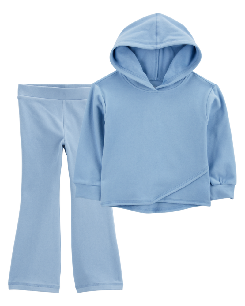 Baby 2-Piece Criss Cross Fleece Hoodie & Flared Leggings Set, image 1 of 8 slides