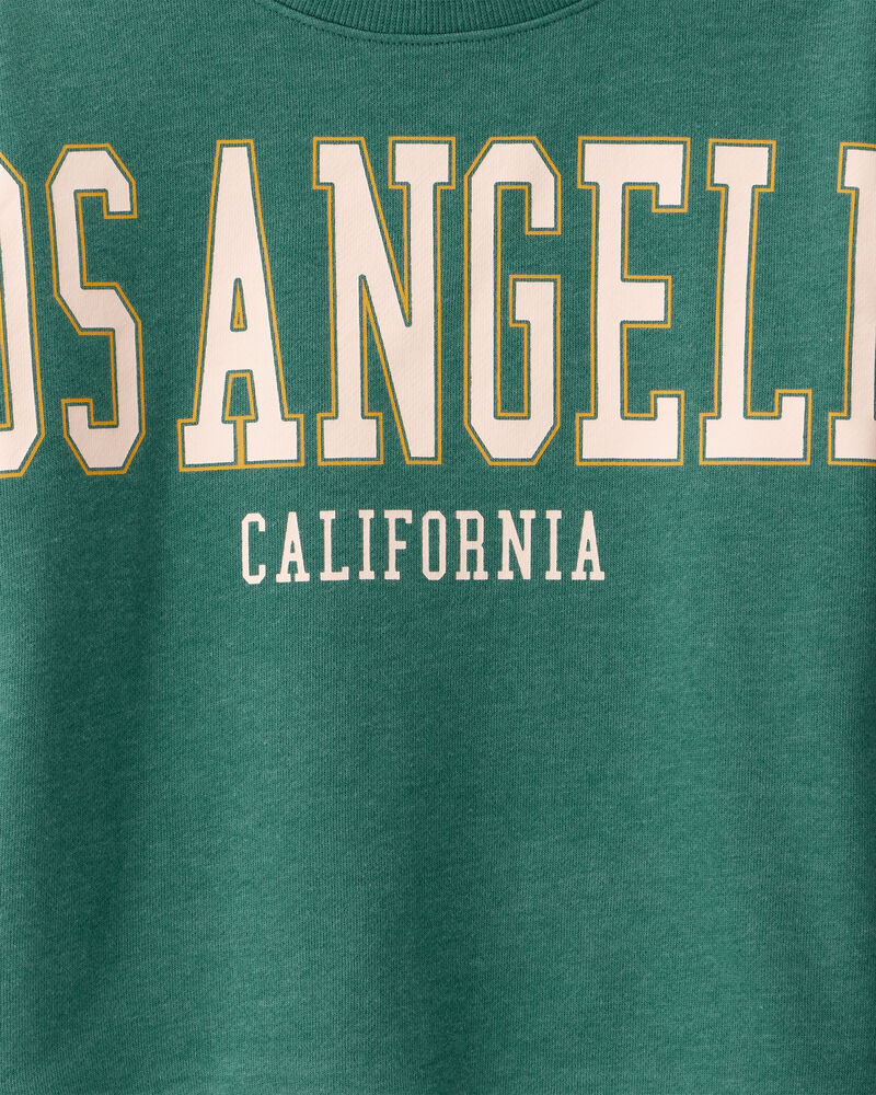 Boys Los Angeles French Terry Pullover Sweatshirt - Green, image 3 of 4 slides