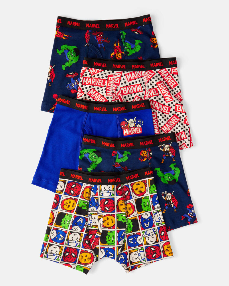 Boys 5-Pack ©Marvel Print Boxer Brief Underwear - Navy/Blue, image 1 of 2 slides