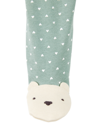 Baby Polka Dot 2-Way Zip Cotton Sleep & Play Pajamas - Green, 