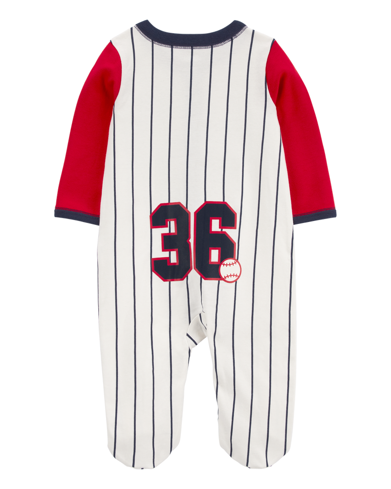 Baby Baseball Snap-Up Cotton Sleep & Play Pajamas, image 3 of 7 slides