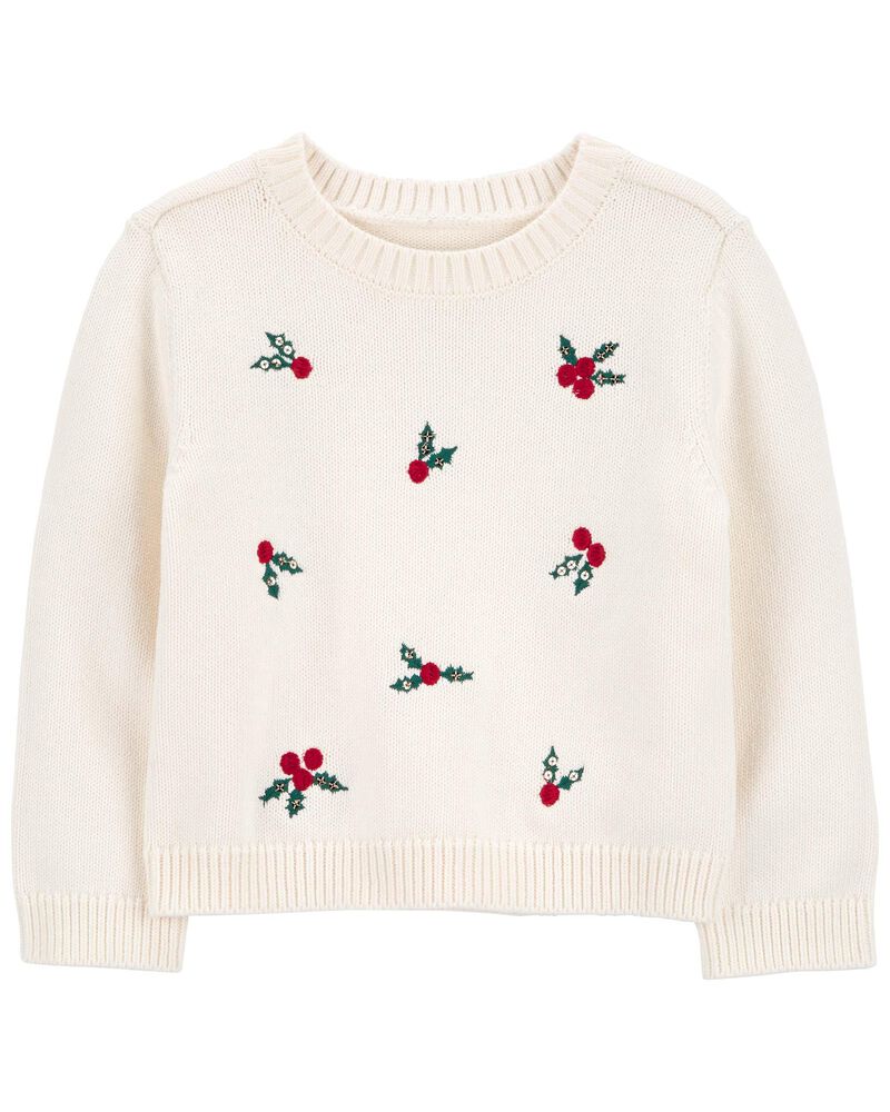 Christmas Holly Knit Sweater, image 1 of 3 slides