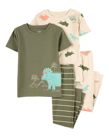 Toddler 4-Piece Dinosaur Cotton Pajamas, 