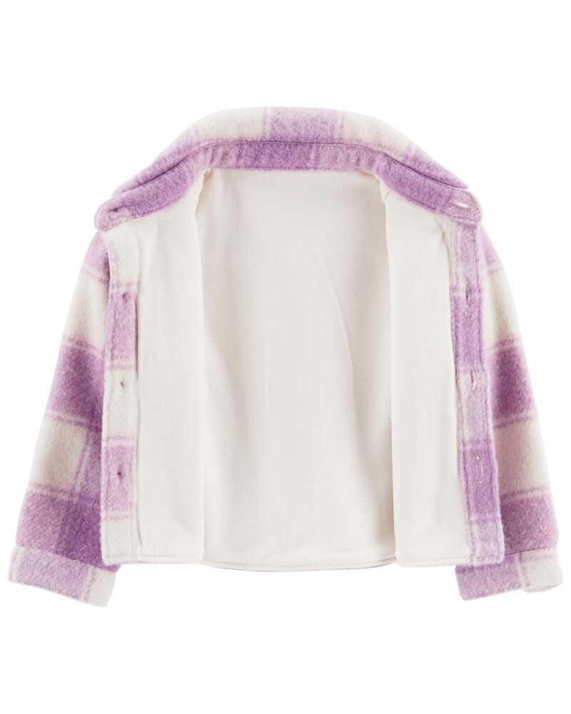 Purple/White Toddler Plaid Fleece-Lined Shacket | carters.com