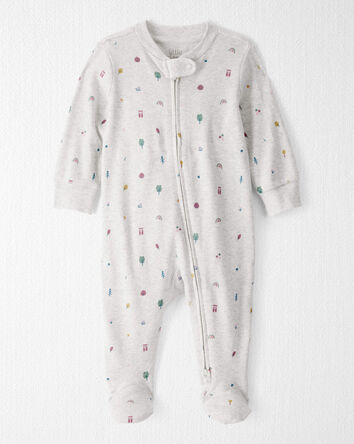 Baby Girl Organic Cotton Sleep & Play Pajamas in Nature Icon Print, 