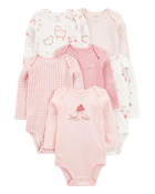 Baby 6-Pack Farm Animals Long-Sleeve Bodysuits, image 1 of 9 slides