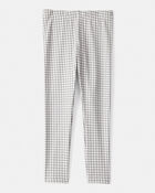 Girls Plaid Cotton Pull-On Stretch Leggings - Grey, image 2 of 4 slides