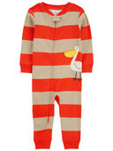 Red/Beige - Toddler 1-Piece Pelican 100% Snug Fit Cotton Footless Pajamas