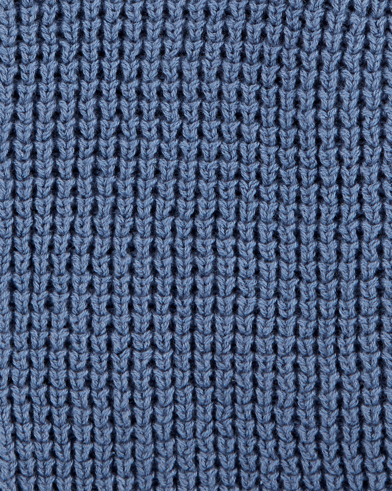 Baby Hooded Waffle Knit Cardigan - Navy Blue, image 2 of 3 slides