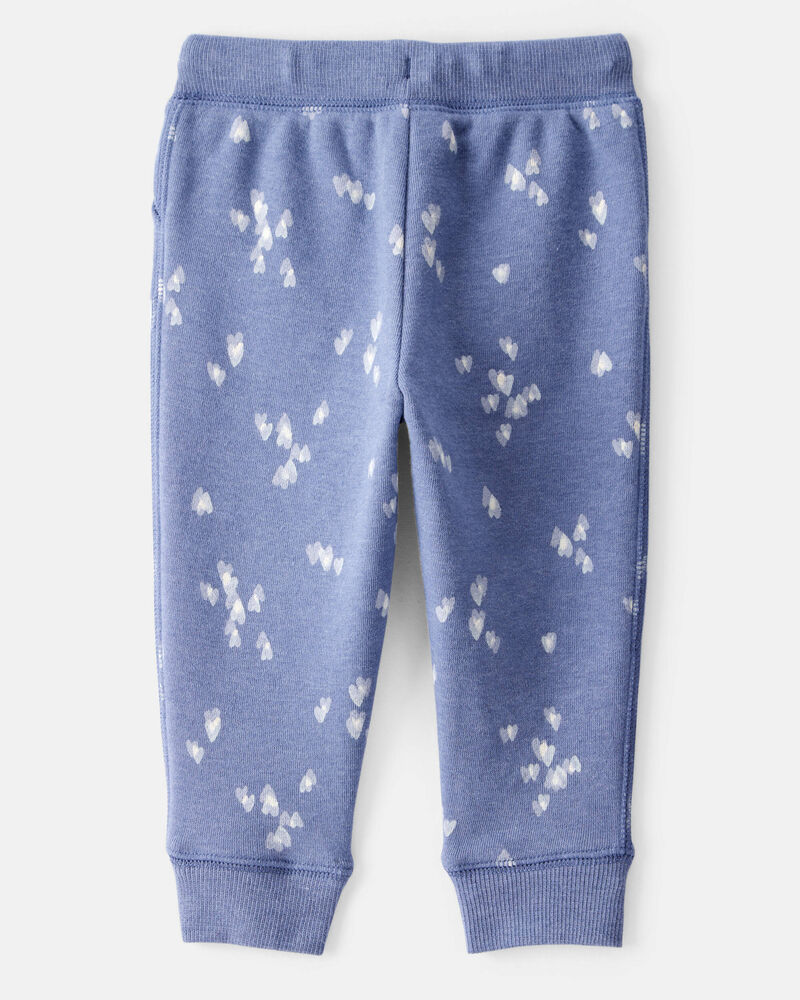 Baby Girl Heart Print Drawstring Joggers - Blue, image 2 of 4 slides