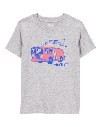 Toddler Firetruck Short-Sleeve Graphic Tee - Grey, 