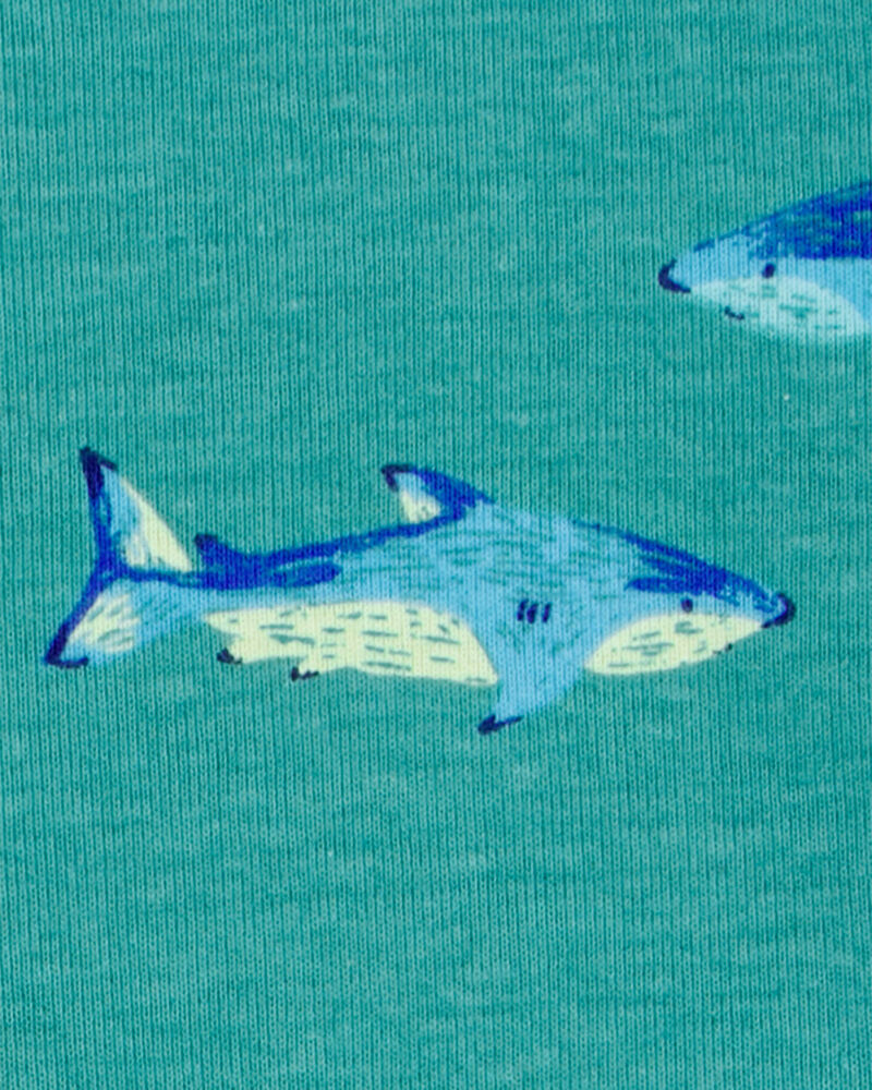 Baby Shark Print Snug Fit Cotton 4-Piece Pajamas, image 3 of 4 slides