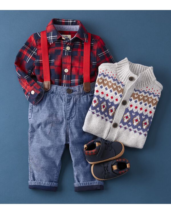 Medium Wash Baby Chambray Suspender Pants