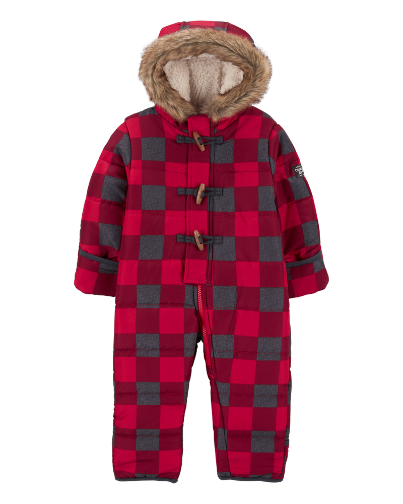 Baby Plaid Sherpa-Lined Snowsuit, image 1 of 3 slides