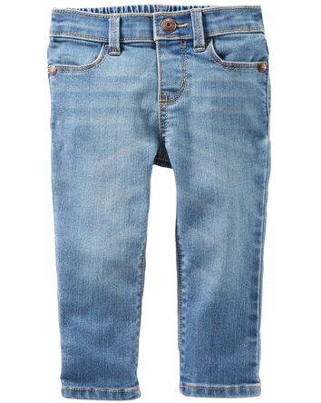 Medium Blue Wash Skinny-Leg Jeans, 