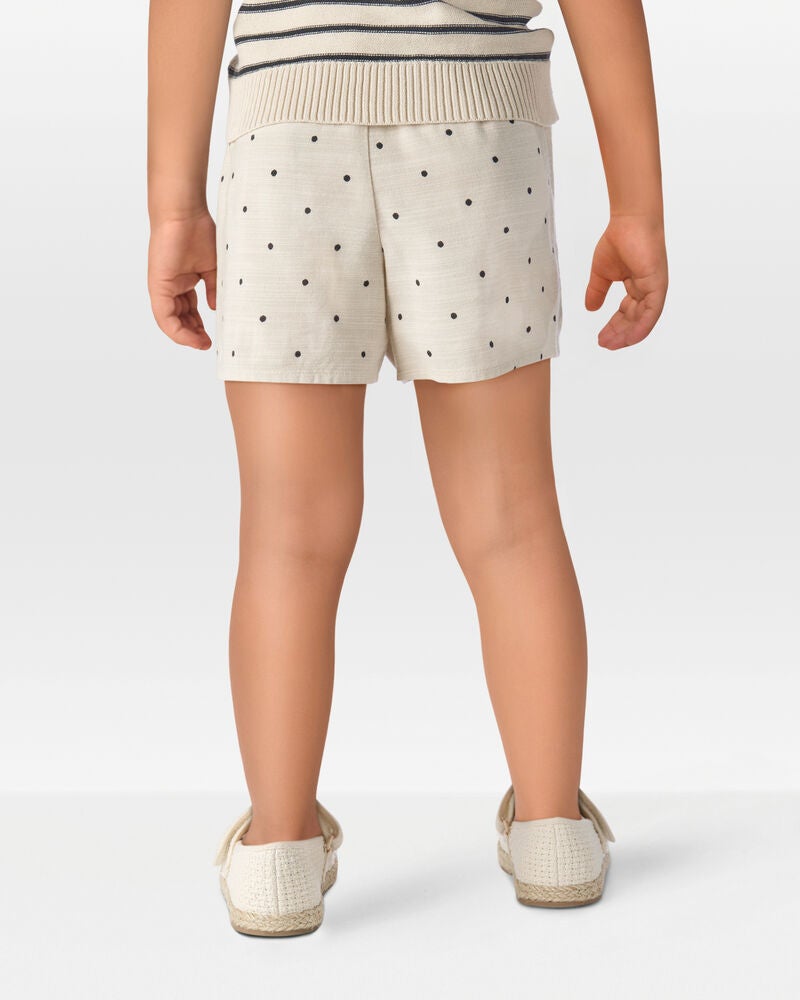 Toddler Polka Dot Linen Look-Alike Skort - Tan, image 3 of 7 slides