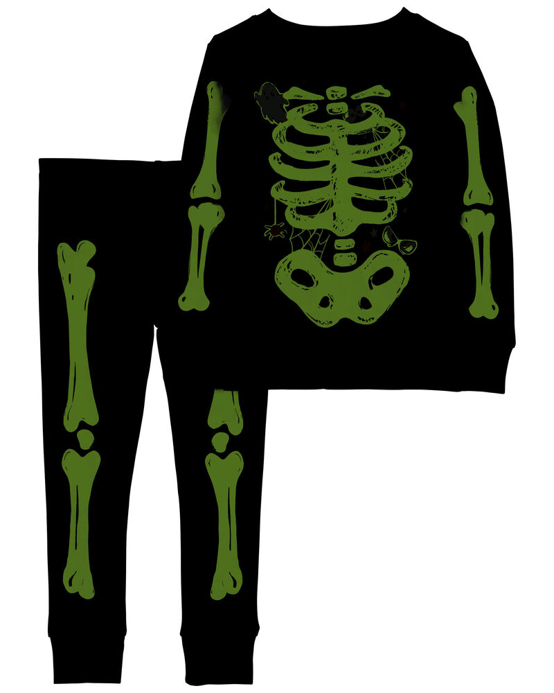 Toddler 2-Piece Glow Halloween Skeleton 100% Snug Fit Cotton Pajamas, image 2 of 4 slides