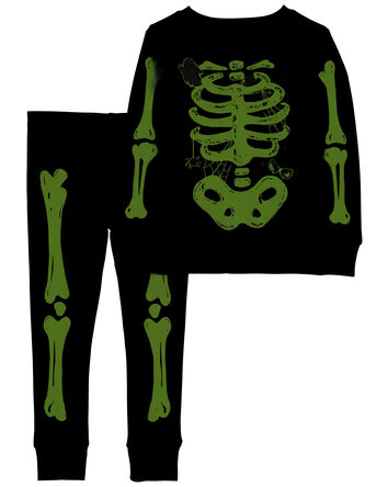 Toddler 2-Piece Glow Halloween Skeleton 100% Snug Fit Cotton Pajamas, 