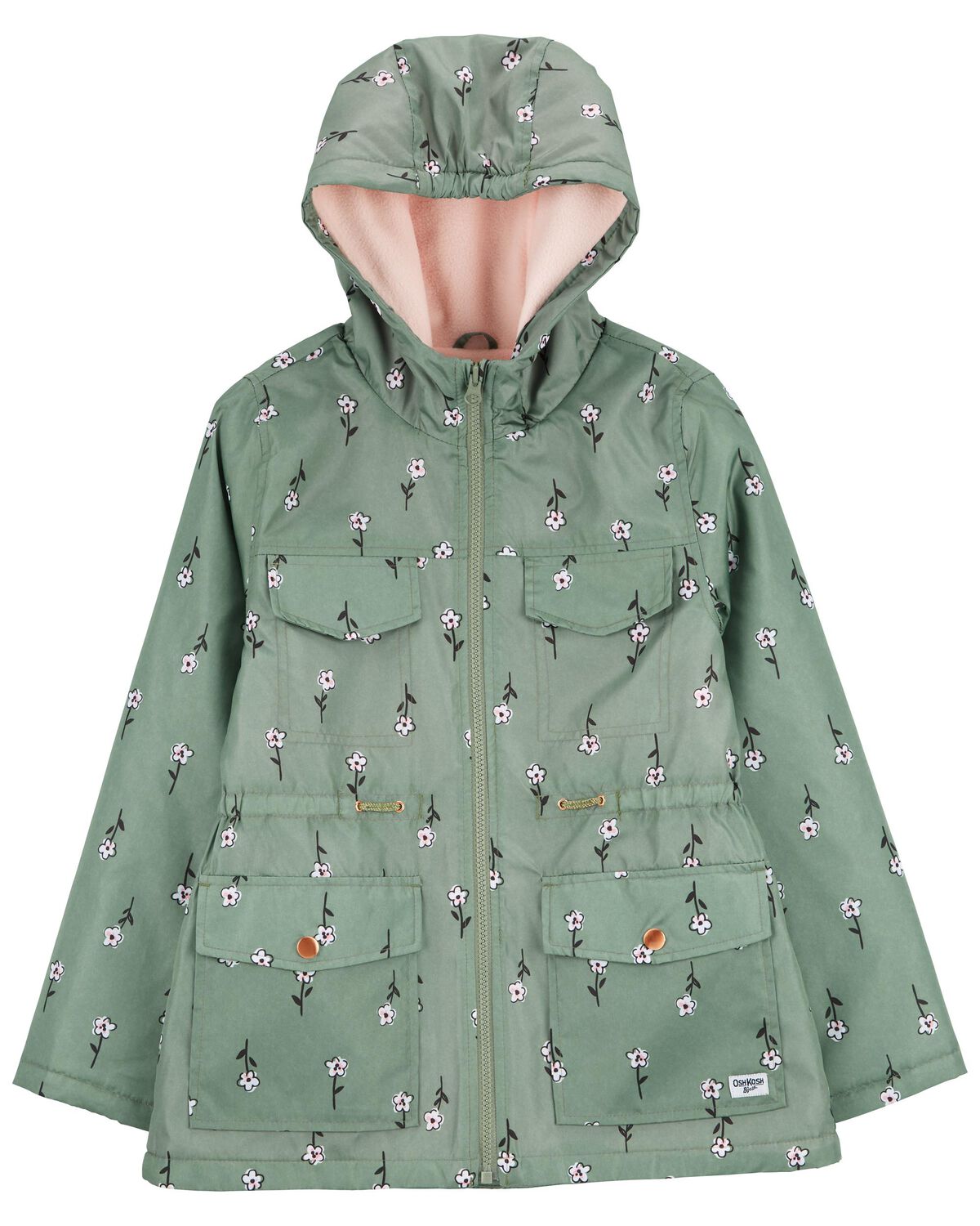 GYMBOREE Girls Green Floral XS 3 / 4 School or Play Snap Up Hooded Rain  Jacket on eBid United States