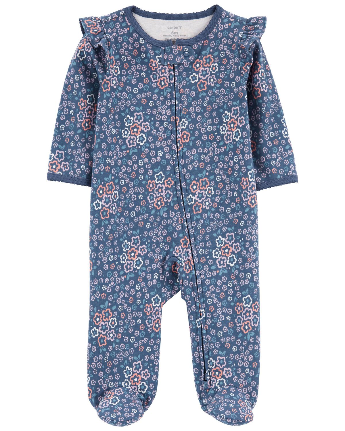 Baby Floral 2-Way Zip Cotton Sleep & Play Pajamas