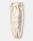 Baby Girl Cotton Cargo Joggers - Ivory, image 3 of 5 slides